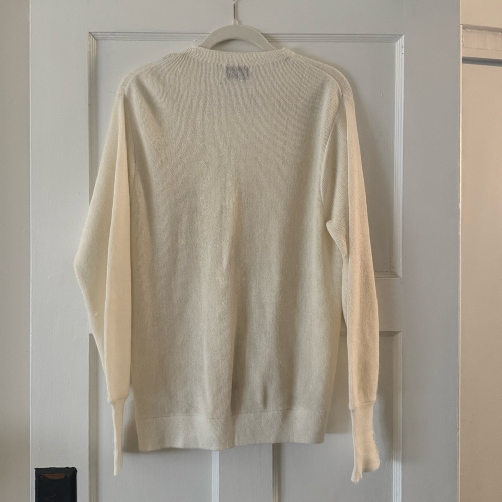 IZOD LACOSTE Vintage 70s/80s Cream/Off-White Preppy Knit Cardigan Men’s Large - Picture 5 of 7